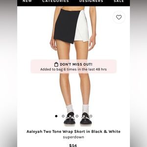 Aaleyah Two Tone Wrap Skort in Black & White